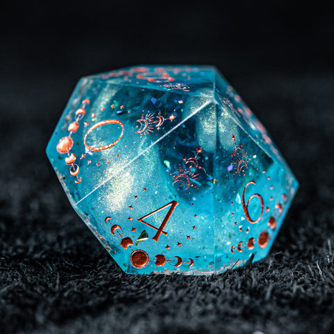 URWizards D&D Resin Ocean Engraved Dice Set Lunar Eclipse - Urwizards