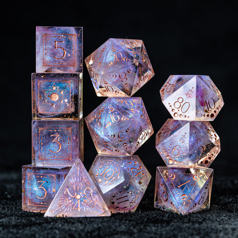 URWizards D&D Resin Fairy Engraved Dice Set Lunar Eclipse - Urwizards