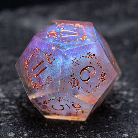 URWizards D&D Resin Fairy Glitter Engraved Dice Set Bard Style - Urwizards