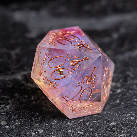 URWizards D&D Resin Fairy Glitter Engraved Dice Set Bard Style - Urwizards