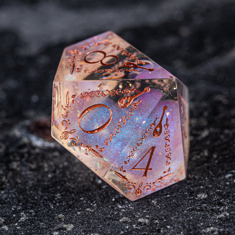 URWizards D&D Resin Fairy Glitter Engraved Dice Set Bard Style - Urwizards