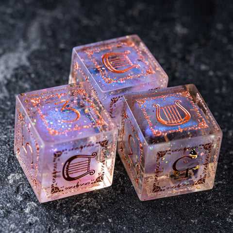 URWizards D&D Resin Fairy Glitter Engraved Dice Set Bard Style - Urwizards