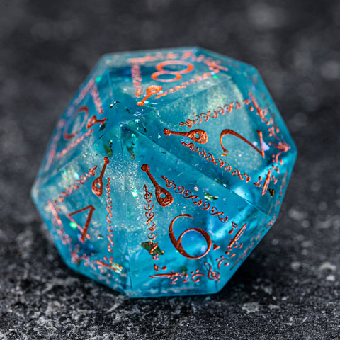 URWizards D&D Resin Ocean Engraved Dice Set Bard Style - Urwizards