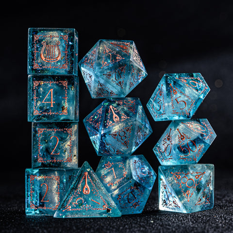URWizards D&D Resin Ocean Engraved Dice Set Bard Style - Urwizards