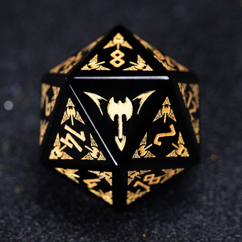 URWizards D&D Obsidian Engraved Dice Set Barbarian Style - Urwizards