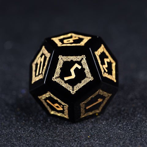 URWizards D&D Obsidian Engraved Dice Set Barbarian Style - Urwizards