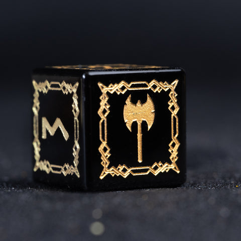 URWizards D&D Obsidian Engraved Dice Set Barbarian Style - Urwizards