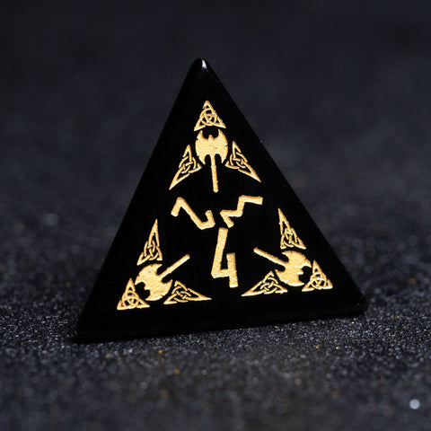 URWizards D&D Obsidian Engraved Dice Set Barbarian Style - Urwizards