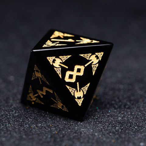 URWizards D&D Obsidian Engraved Dice Set Barbarian Style - Urwizards