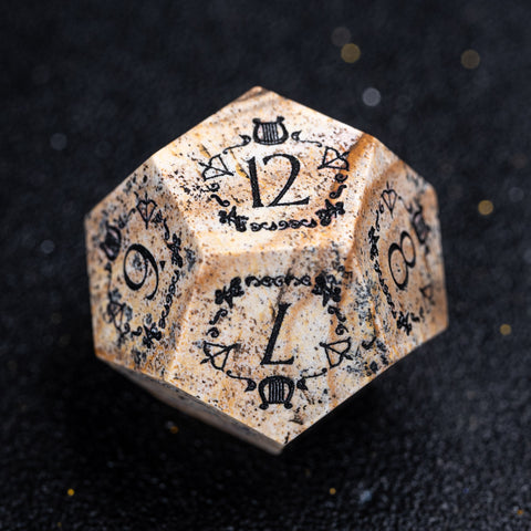 URWizards D&D Picture Jasper Engraved Dice Set Bard Style - Urwizards