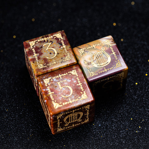 URWizards D&D Indian Agate Engraved Dice Set Bard Style - Urwizards