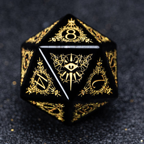 URWizards D&D Obsidian Engraved Dice Set Warlock Style - Urwizards