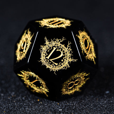 URWizards D&D Obsidian Engraved Dice Set Warlock Style - Urwizards