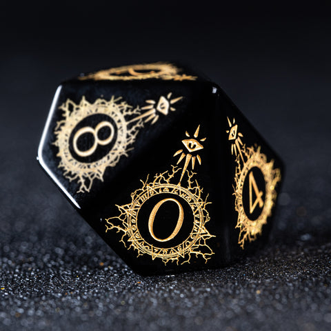 URWizards D&D Obsidian Engraved Dice Set Warlock Style - Urwizards