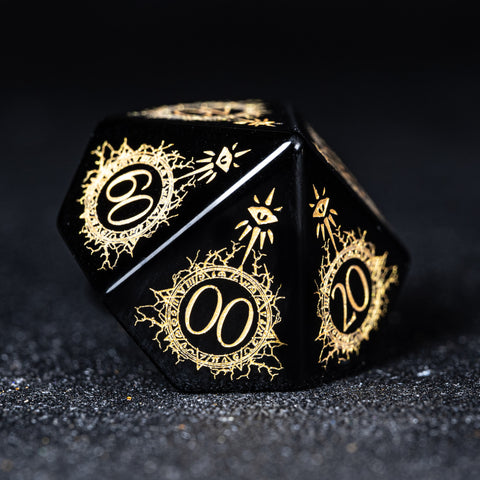 URWizards D&D Obsidian Engraved Dice Set Warlock Style - Urwizards