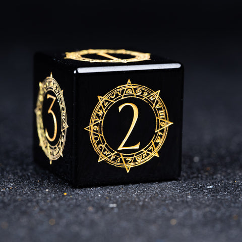 URWizards D&D Obsidian Engraved Dice Set Warlock Style - Urwizards