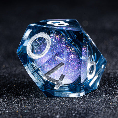 URWizards D&D Starry Liquid Heart Resin Engraved Dice Set Moon - Urwizards