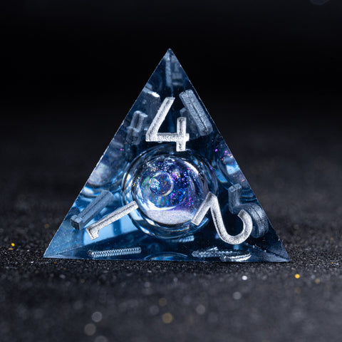 URWizards D&D Starry Liquid Heart Resin Engraved Dice Set Moon - Urwizards