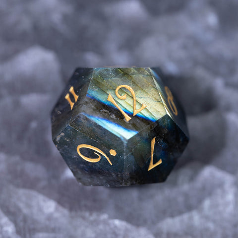 URWizards Dnd Labradorite Gemstone Engraved Dice Set UwU & T_T - Urwizards
