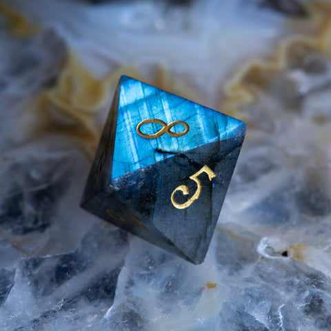 URWizards Dnd Labradorite Gemstone Engraved Dice Set YEET & F*CK - Urwizards