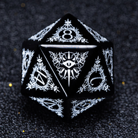 URWizards D&D Obsidian Engraved Dice Set Warlock Style - Urwizards