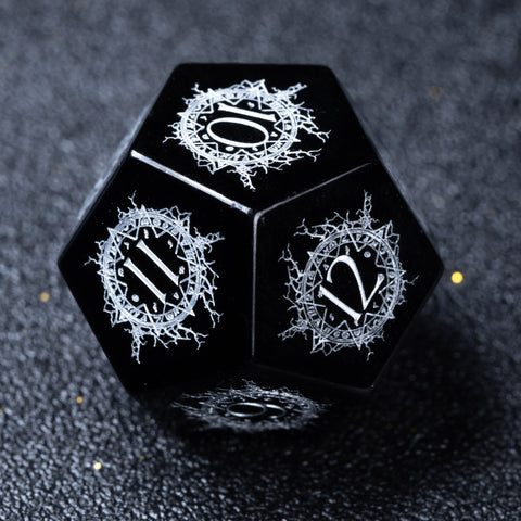 URWizards D&D Obsidian Engraved Dice Set Warlock Style - Urwizards