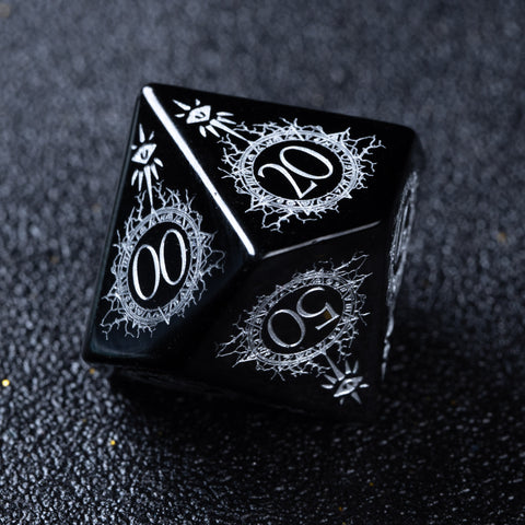 URWizards D&D Obsidian Engraved Dice Set Warlock Style - Urwizards