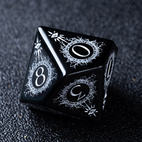 URWizards D&D Obsidian Engraved Dice Set Warlock Style - Urwizards