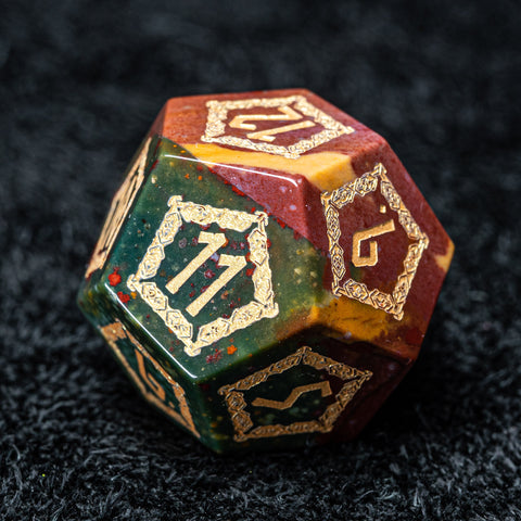 URWizards D&D Indian Agate Engraved Dice Set Barbarian Style - Urwizards