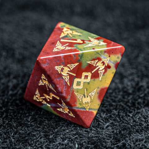 URWizards D&D Indian Agate Engraved Dice Set Barbarian Style - Urwizards