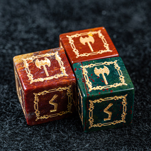 URWizards D&D Indian Agate Engraved Dice Set Barbarian Style - Urwizards