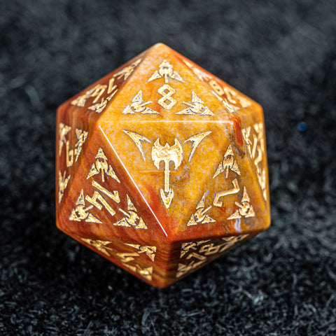 URWizards D&D Indian Agate Engraved Dice Set Barbarian Style - Urwizards