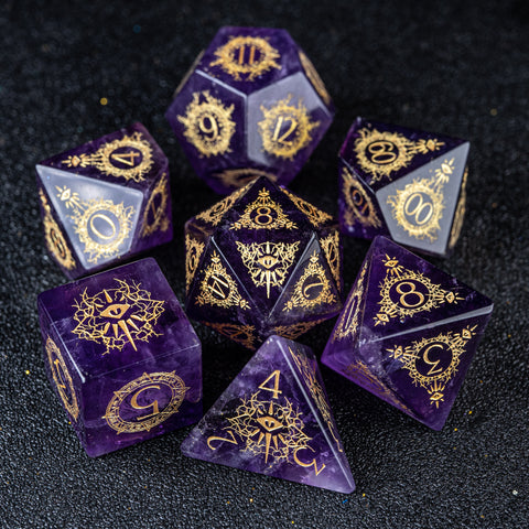 URWizards D&D Amethyst Engraved Dice Set Warlock Style - Urwizards