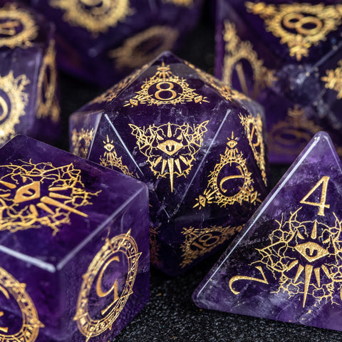 URWizards D&D Amethyst Engraved Dice Set Warlock Style - Urwizards