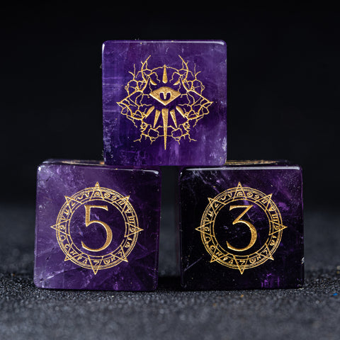 URWizards D&D Amethyst Engraved Dice Set Warlock Style - Urwizards