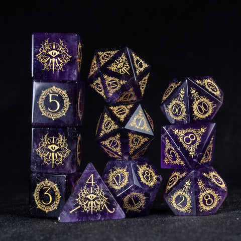 URWizards D&D Amethyst Engraved Dice Set Warlock Style - Urwizards