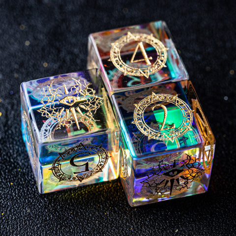 URWizards D&D Prism Glass Engraved Dice Set Warlock Style - Urwizards