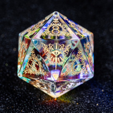 URWizards D&D Prism Glass Engraved Dice Set Warlock Style - Urwizards