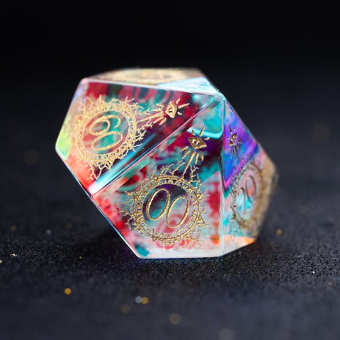 URWizards D&D Prism Glass Engraved Dice Set Warlock Style - Urwizards