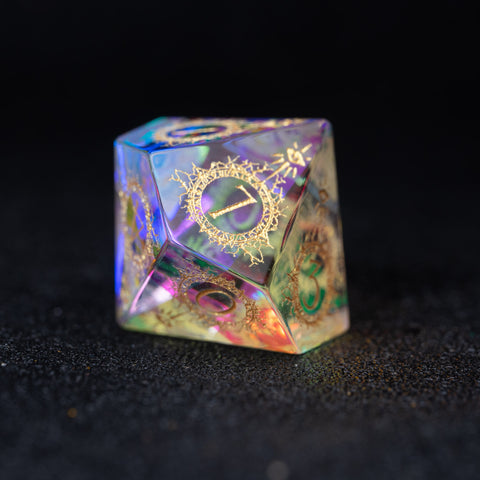 URWizards D&D Prism Glass Engraved Dice Set Warlock Style - Urwizards