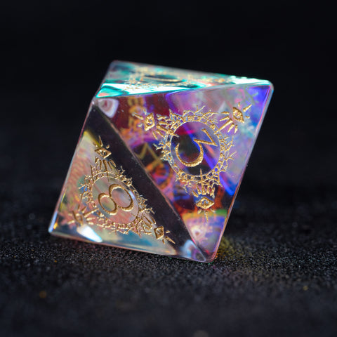 URWizards D&D Prism Glass Engraved Dice Set Warlock Style - Urwizards