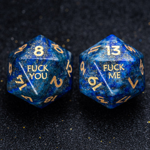 URWizards D&D Lapis Lazuli Gemstone Engraved Dice Set F*CK Style - Urwizards