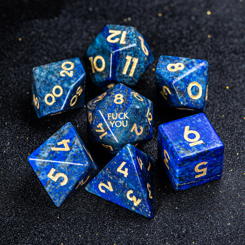 URWizards D&D Lapis Lazuli Gemstone Engraved Dice Set F*CK Style - Urwizards