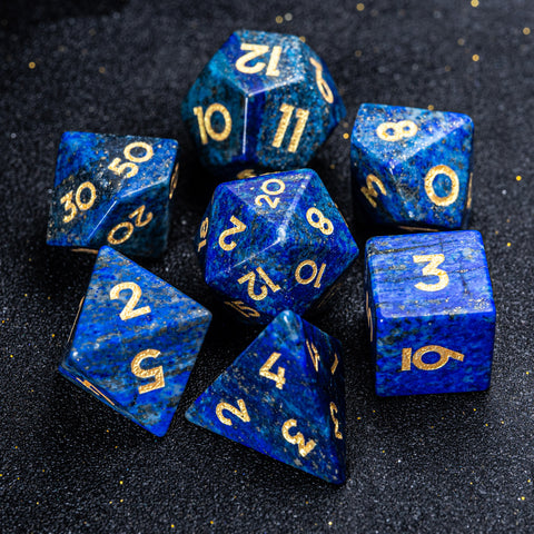URWizards D&D Lapis Lazuli Gemstone Engraved Dice Set F*CK Style - Urwizards