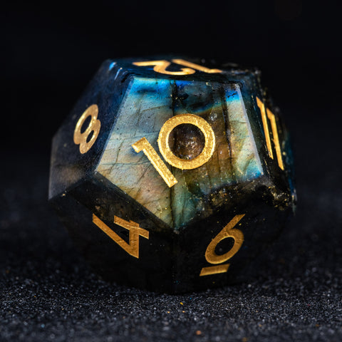 URWizards D&D Labradorite Gemstone Engraved Dice Set F*CK Style - Urwizards