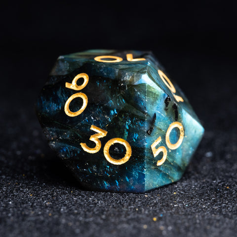 URWizards D&D Labradorite Gemstone Engraved Dice Set F*CK Style - Urwizards