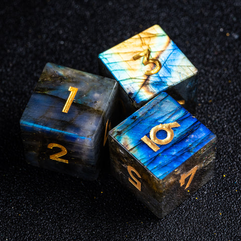 URWizards D&D Labradorite Gemstone Engraved Dice Set F*CK Style - Urwizards