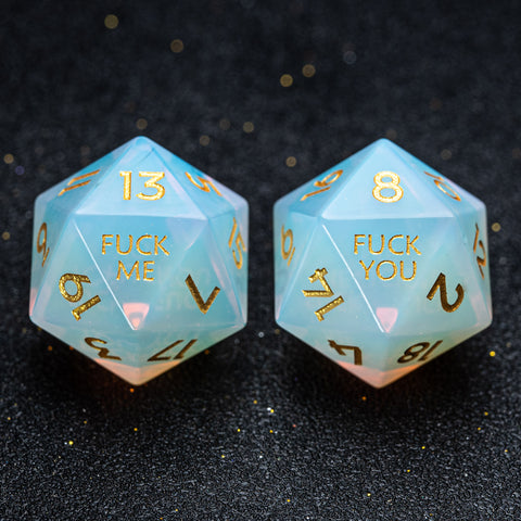 URWizards D&D Opalite Gemstone Engraved Dice Set F*CK Style - Urwizards
