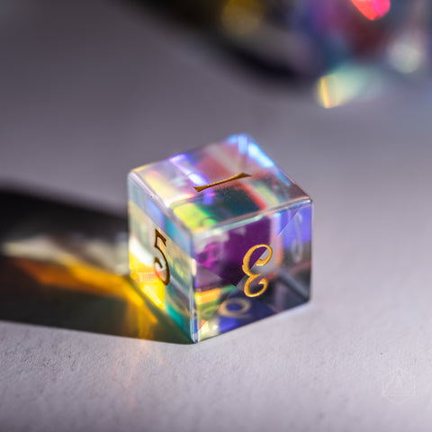 URWizards Dnd Dichroic Prism Glass Gemstone Engraved Dice Set - Urwizards