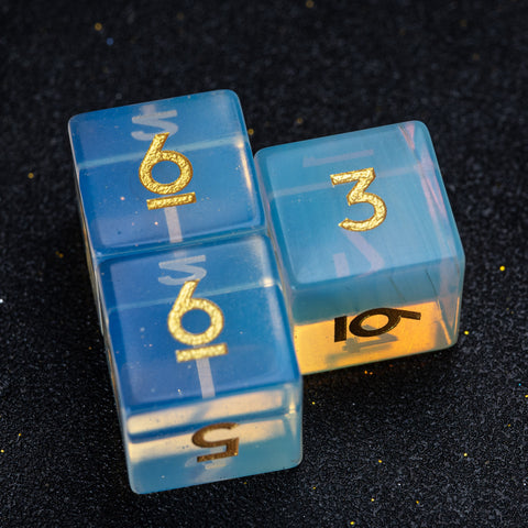 URWizards D&D Opalite Gemstone Engraved Dice Set F*CK Style - Urwizards